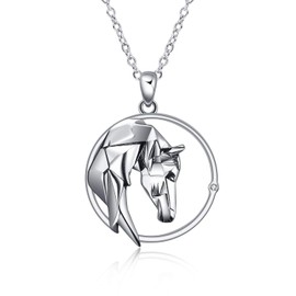 ONEFINITY Horse Necklace Sterling Silver Origami Horse Pendant Necklace Mothers Day Gifts for Women Wife Girlfriend