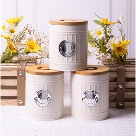 Maria`s Selection Cream Tea, Sugar, Coffee Canisters, Tea Sugar Coffee Containers Set of 3, Airtight Containers,