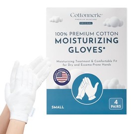 COTTONNERIE 4 Pares de Guantes de Algodón Original para Manos Secas al Dormir Hidratantes Nocturnos para para durante L