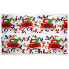 1.5 MERRY CHRISTMAS TRUCKS & LIGHTS GROSGRAIN RIBBON 4 HAIRBOW BOW