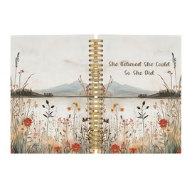 Pugwak Inspirational Flower Journal Notebook, Vintage Floral Lake Notebooks College Ruled for Work School, Gifts for Women, Office Supplies, Hardcover Spiral Notebook 5.5"x8.3"