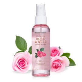 NATURE WELL Rose Water Hydrating Facial Toner Mist for Dewy & Radiant Skin,...