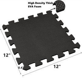 DEAYOU 16 Tiles Interlocking Foam Mat Floor Tiles, 0.4" Thickness EVA Foam Puzzle Mat with Borders, Soft Protective Exercise Padding Mats for Fitness, Children, Play, Gym, 12" x 12", Black and White