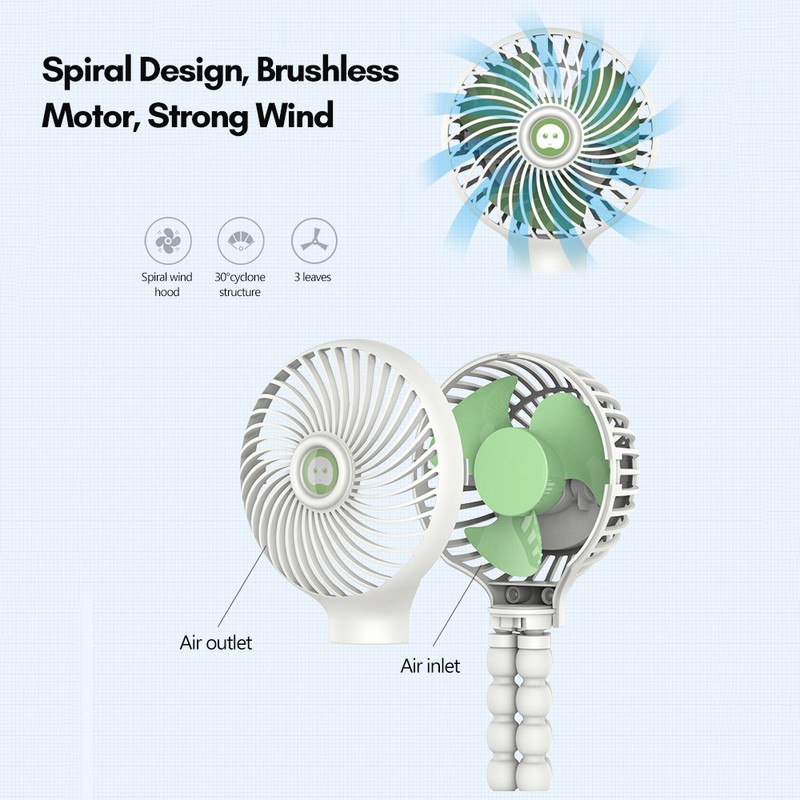 Portable Handeld Mini Fan Stroller Fan Flexible Octopus Tripod Clip
