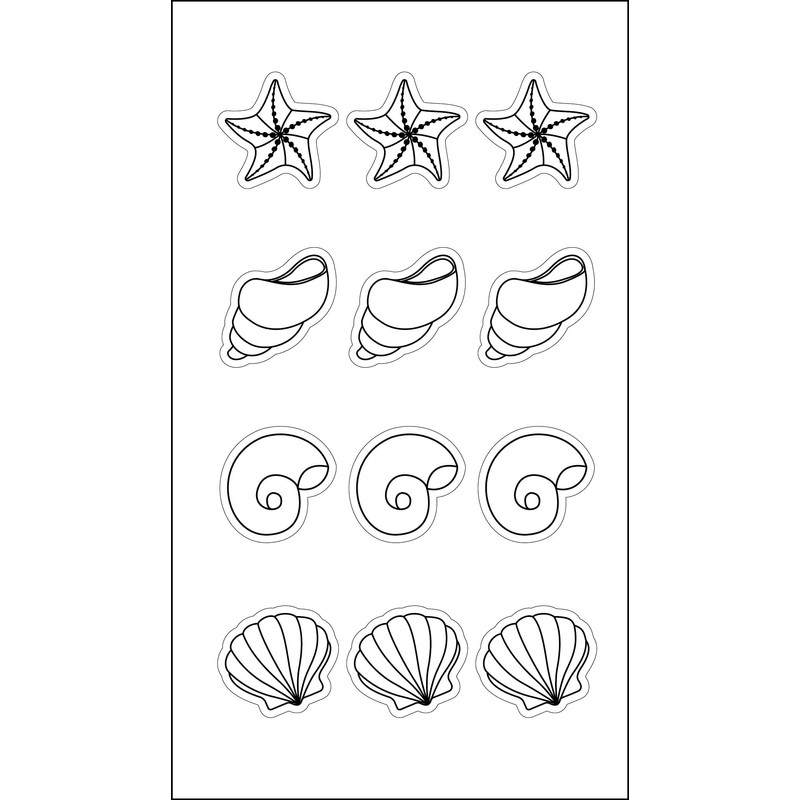 Oasis Supply Seashells and Starfish Sugar Decorations, Cupcake Toppers, 12
