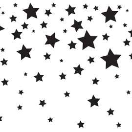 Tempaper Falling Stars Kids Peel and Stick Borders + Stripes, 6" x 15' White/Black