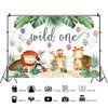 Bovlleetd 5x3ft 1st Birthday Backdrop Jungle Animals Tropical Plants Safari