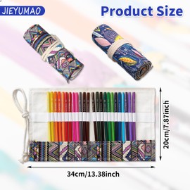 JIEYUMAO 2 Pack Paint Brush Roll Canvas Pouch, 2 Styles Roll Up Canvas Paint Brush Bag, Portable Artist Acrylic Oil Watercolour Brushes Case Brush Storage Artist for Travel Storage