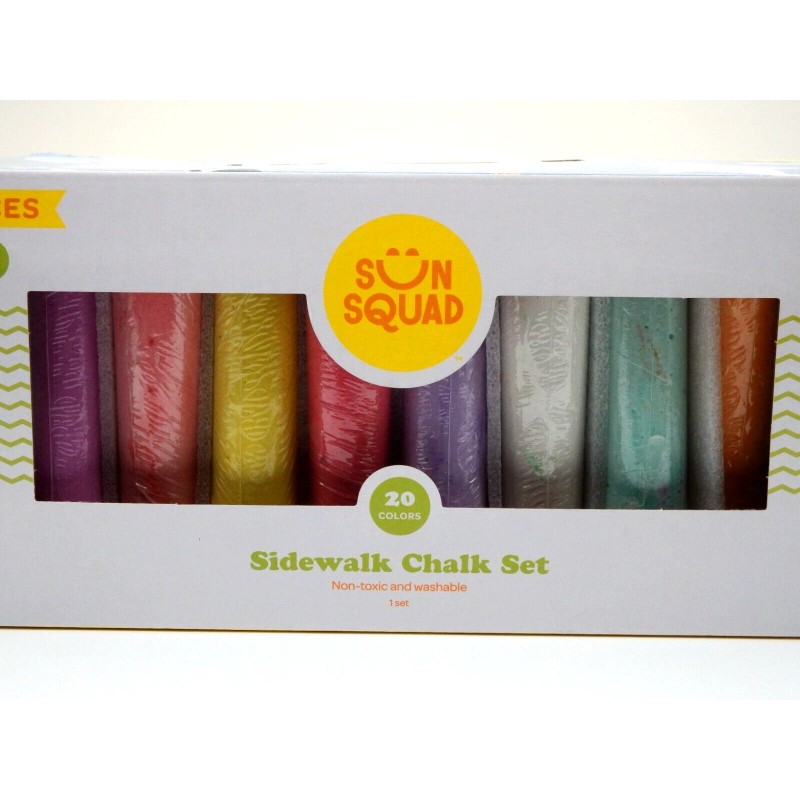 Sun Squad Multicolor Sidewalk Chalk Set 20 colors 60 pieces