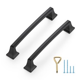 Ravinte 10 Pack Kitchen Cabinet Handles Drawer Pulls Matte Black 5 inch Hole Centers Sturdy Big Square Base Kitchen Cabinet Pulls Kitchen Cabinet Hardware Drawer Handles