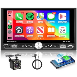VECHTEL Car Radio 2 DIN with Wireless Carplay Android Car, 6.8 Inch IPS HD Touchscreen Car Radio Support Bluetooth 5.2 FM/AM/RDS Radio Type-C/2USB/AUX MirrorLink Reversing Camera Remote Control