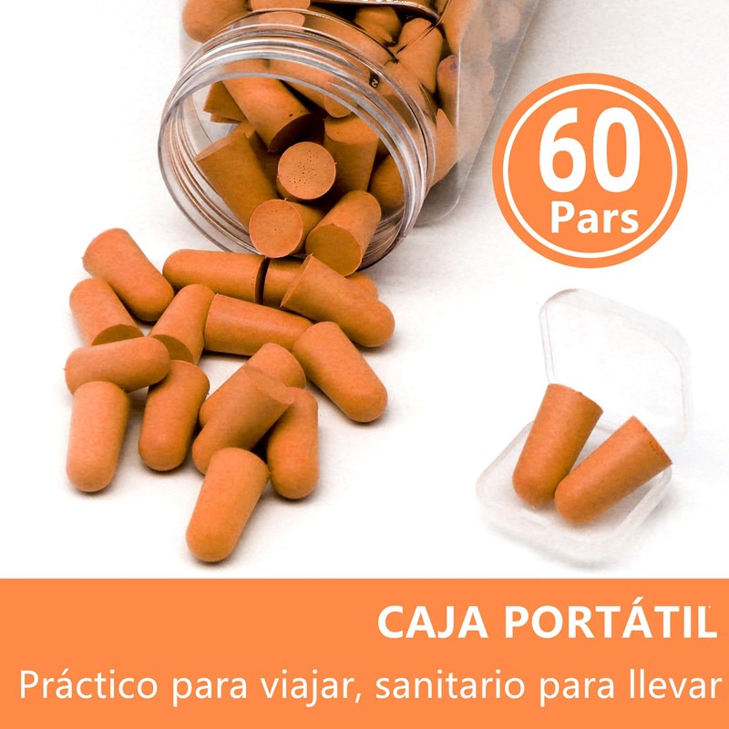60 pares de Tapones para dormir de 36dB, Suaves y