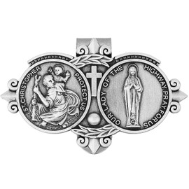 NON-SQUARE St Christopher Medal for Car, St Christopher Visor Clip Saints Car Accessories Bless Driving Safety Religious Gift for Driver, Parent, Family, Friend, Go Your Way in Safety.