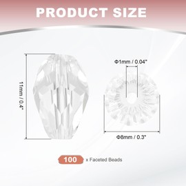 PATIKIL 8mm Faceted Glass Beads, 100 Pcs White Bicone Birthstone Bead Vertical Hole for DIY Crafting Bracelet Necklace Jewelry Making