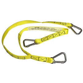 Navyline 3-Point Lifeline Safety Lead with 3 Carabiners - Yellow, D-Shape, Twist Lock, Boat Equipment, Climbing