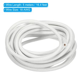 PATIKIL 16.4Ft 18AWG Electronic Wire, -30 to 200 Degrees Celsius Insulated High Temperature Resistant Electrical Flexible Silicone Cable for Lamp Boiler Heater, White