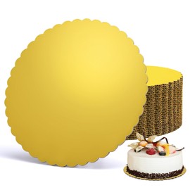 EUSOAR Cake Boards 10 Inch Round, 25 Pack Gold Sturdy Corrugated Cardboard Rounds Base Pizza Plates, Disposable Cakeboard Greaseproof Cakes Circles for Wedding Birthday Parties Dessert
