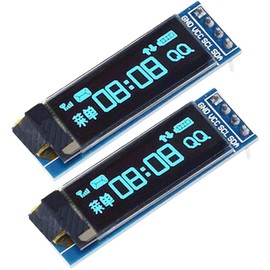 A-DIGISHUO 2Pcs 0.91 Inch I2C OLED Display Module SSD1306 OLED Display Module 128 * 32 IIC Interface DC 3.3V~5V for Ar duino（Blue）