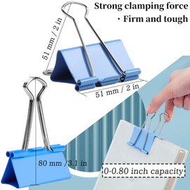 Extra Large Binder Clips 2 Inch (48 Pack), Colored Big Paper Clamps with Box Giant Binder Clips for Office and Home Supplies