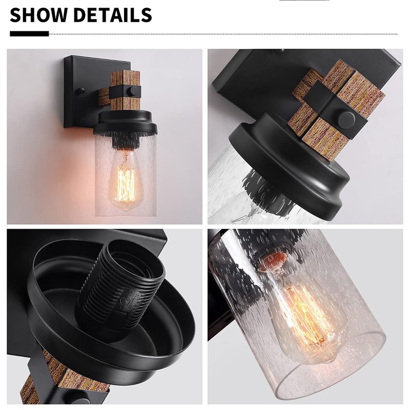 1-Light Rustic Wall Sconces Farmhouse Bathroom Light Fixtures Over Mirror,