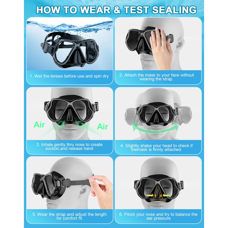 Greatever Dry Snorkel Set,Panoramic Wide View,Anti-Fog Scuba Diving Mask,Professional Snorkeling