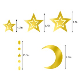Gold Star-Moon Party-Decorations Garland - 12pcs Twinkle Little Star Hanging Streamers Swirl,Kids Birthday Baby Shower Wedding Ramadan Eid Mubarak Banner Christmas Decor Panduola