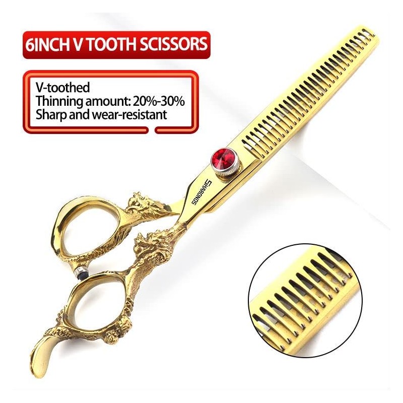 Gold 6/78/9 Inch Professional Haircut Scissors, Multifunctional Haircut Scissors Set