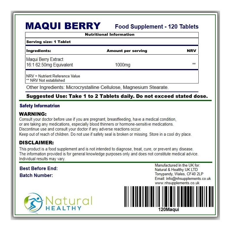 Maqui Berry Extract - 120 Tablets - Natural & Healthy
