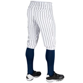 CHAMPRO Men' Classic With Pinstripes Triple Crown Pinstripe Polyester Baseball Knicker, White, Navy, XX-Large US