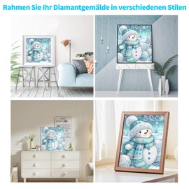 Christmas Snowman Diamond Painting Adults and Children, 5D Diamond Painting Pictures, DIY Arts Craft for Home Decoration, Christmas Gifts, Gifts for Friends, Family, 30 x 30 cm (Blue Green)