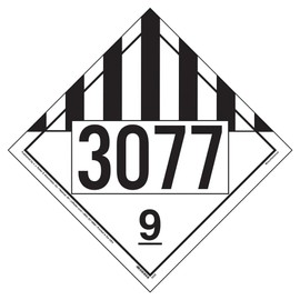 3077 Placard, Class 9 Miscellaneous 25-pk. - 10.75" x 10.75" Removable Self Adhesive Economy Vinyl for Short-Term Applications - J. J. Keller & Associates - Complies w/DOT Hazmat Placard Requirements