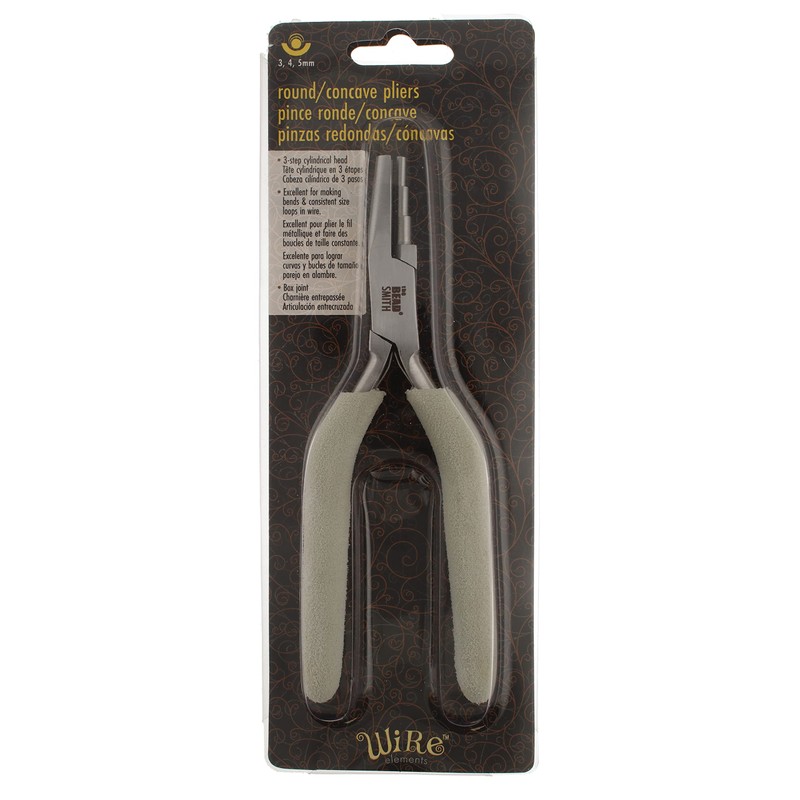 The Beadsmith Concave (Hollow)/Round Nose Pliers, 6.25 inches (159mm), Steel