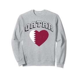 Qatar Flag Vintage Throwback Athletic Heart Sweatshirt