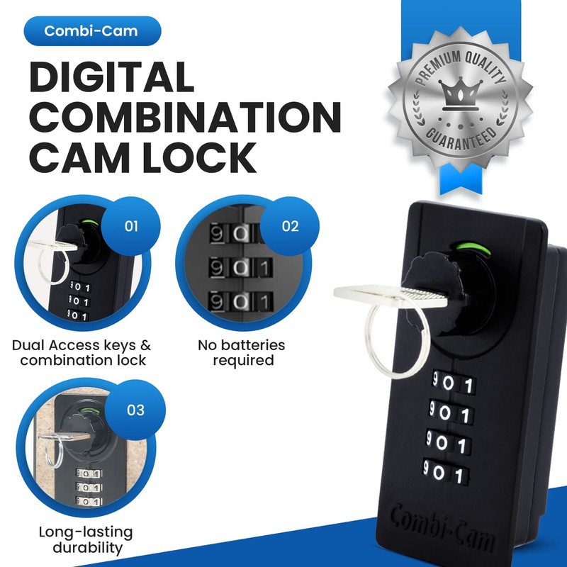 Combi-Cam 7700 & Key MAX Combination Locker LOCKS-7700, Black
