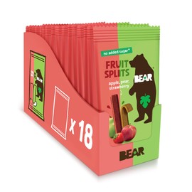 BEAR Real Fruit Snack Splits - Gluten Free, Vegan, and Non-GMO - Apple and Strawberry – Healthy School And Lunch Snacks For Kids And Adults, 0.7 Ounce (Pack of 18)