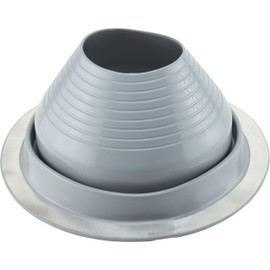 Water-Tite 81825#6 Multi-Size Metal Roof Flashing, 12-1/2-inch Round Base with EPDM Rubber Collar, For 5" to 9" Vent Pipes, Gray