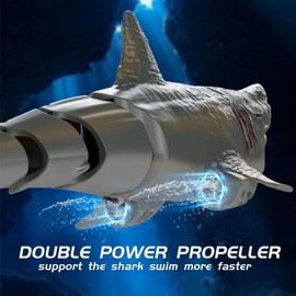 flycites Remote Control Shark Water Toys for Pool, Summer Toys for Kids,Rechargeable Realistic Swimming Megalodon with Light, 2.4 GHz Gift for 6+ Year olds Boys Girls Adults