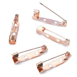 100 Pcs Brooch Pins, Metal Brooch Bar Pin with 2 Holes, Safety Pins for Badge Making DIY, Rose Gold 35mm