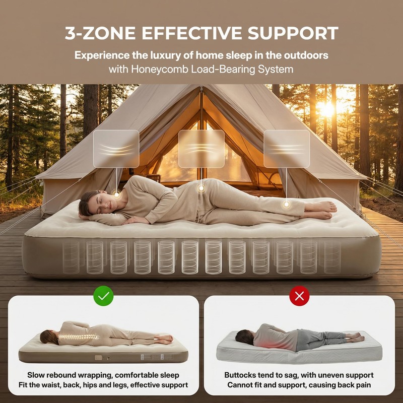 Naturehike California King Size Air Mattress with Built-in USB Rechargeable