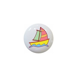 Colorful Cartoon Sailboat Sailing Boat - GF Images - DECORATIVE Glossy CERAMIC Cupboard Cabinet PULLS Dresser Drawer KNOBS