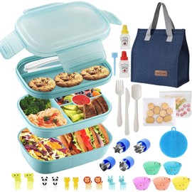 Bento Box Grande, Fiambrera Lonchera para Adultos Niñas y Niño, Caja de Almuerzo de Estudiante, 1900 ml-8 Compartimentos, con Púas de Alimentos, Apto para Microondas/Lavavajillas/Congelador,Sin BPA