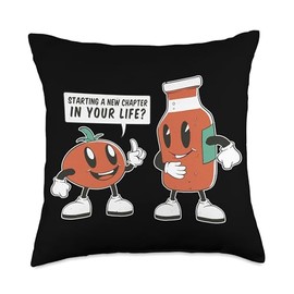 Starting A New Chapter In Your Life Fun Tomato Ketchup Throw Pillow