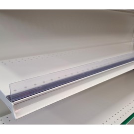 48" L Gondola Magnetic Shelf Lip, 1.5" H PVC Transparent Front Fence for Metal Supermarket or Convenience Store Shelving, Clear, 2 Pack