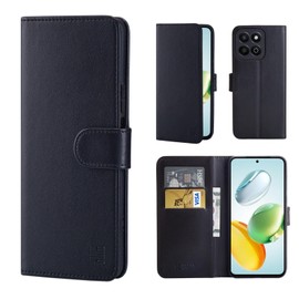 32nd Book Wallet PU Leather Case Cover for Honor 200 Smart, Flip Case With RFID Blocking Card Slots, Magnetic Closure and Built In Stand - Black