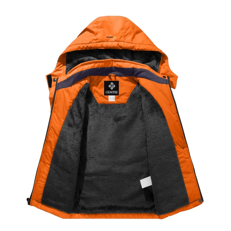 GEMYSE Boy's Waterproof Ski Snow Jacket Hooded Fleece Windproof Winter