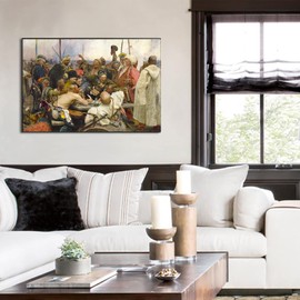 Reply Of The Zaporozhian Cossacks To Sultan Mehmed Iv By Ilya Repin Poster - Famous Oil Paintings Reproduction - Historical Paintings Wall Decor Aesthetic Posters Unframed (The Zaporozhian