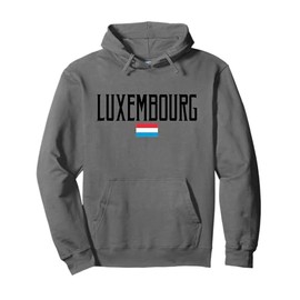 Luxembourg Flag and Black Text Pullover Hoodie
