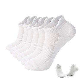 6 Pares Calcetines Tobilleros Mujer y Hombre, Calcetines Acolchados de Compresión, Calcetines Deportivos de Algodón con Suela Totalmente, Tines Cortos Verano Transpirables para Ciclismo, Correr
