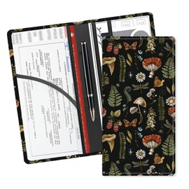 ADUQLZUX Leather Car Registration and Insurance Card Holder, Cute Car Accessories Vehicle Glove Box Car Organizer for Documents, Cards, License Cute Boho Brown Mushrooms