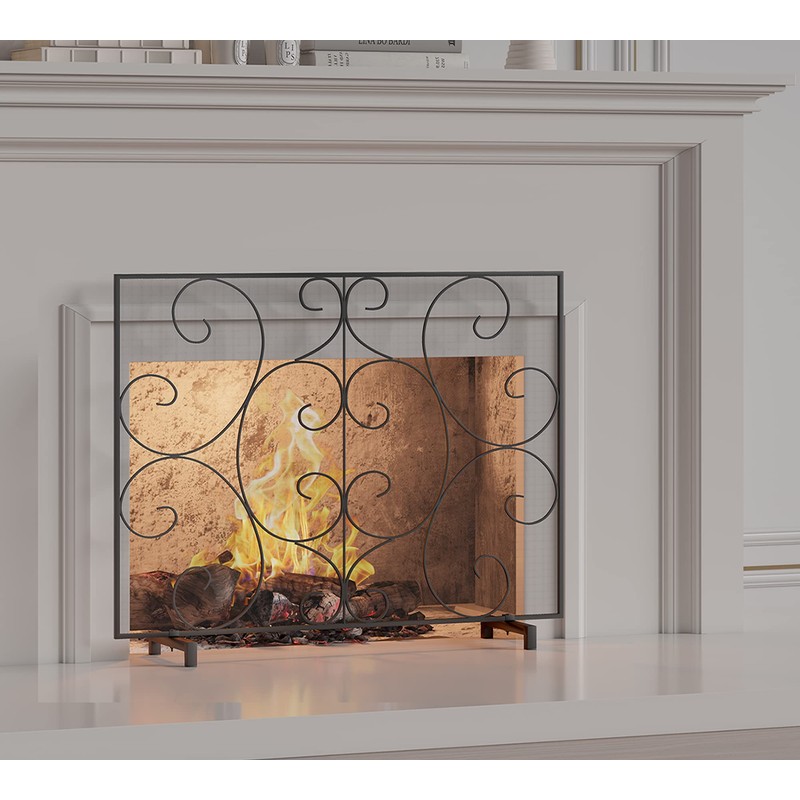 Kingson Single Panel Decorative Flat Fireplace Screen Cover Handcrafted Durable